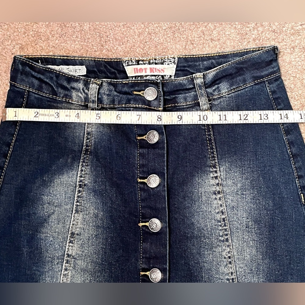 Women’s Blue Denim Mini Skirt with Button Closure - Picture 8 of 8